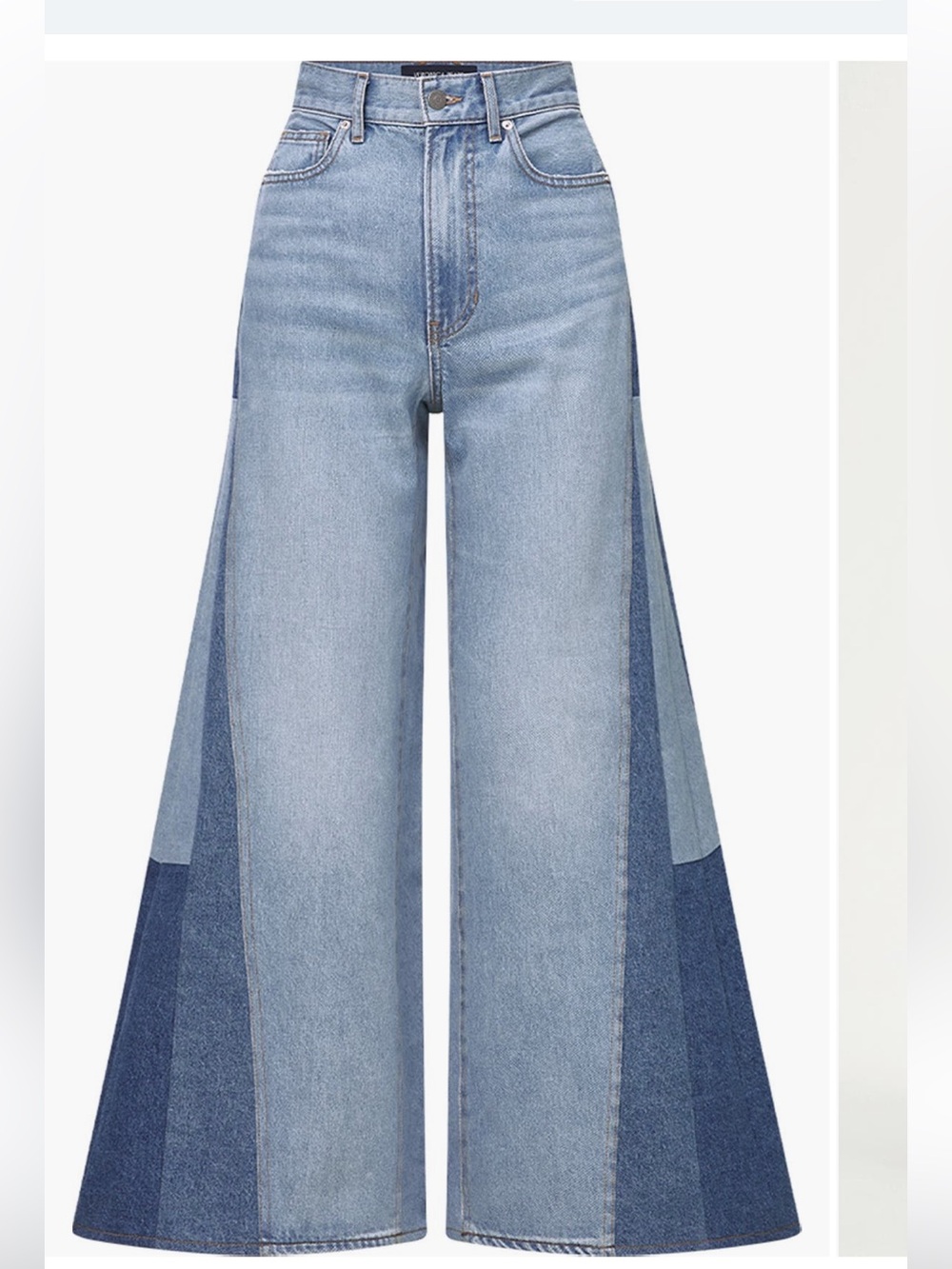 NEW VERONICA BEARD VICKI Wide-Leg Two-Tone Light Blue Denim Jeans